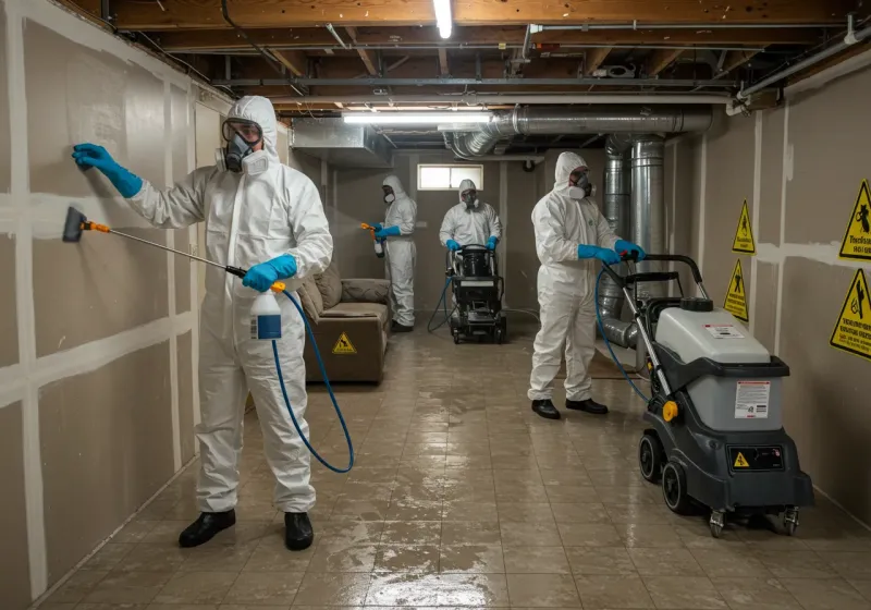 Basement Moisture Removal and Structural Drying process in Rainbow City, AL